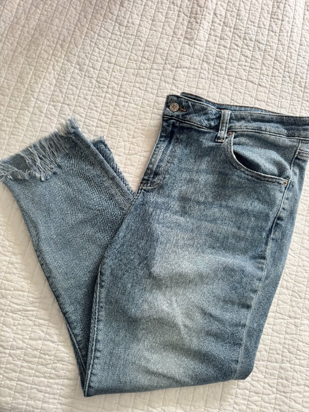Lucky Brand Ginger Skinny Jeans Distressed Frayed Hem Blue Denim 18W
